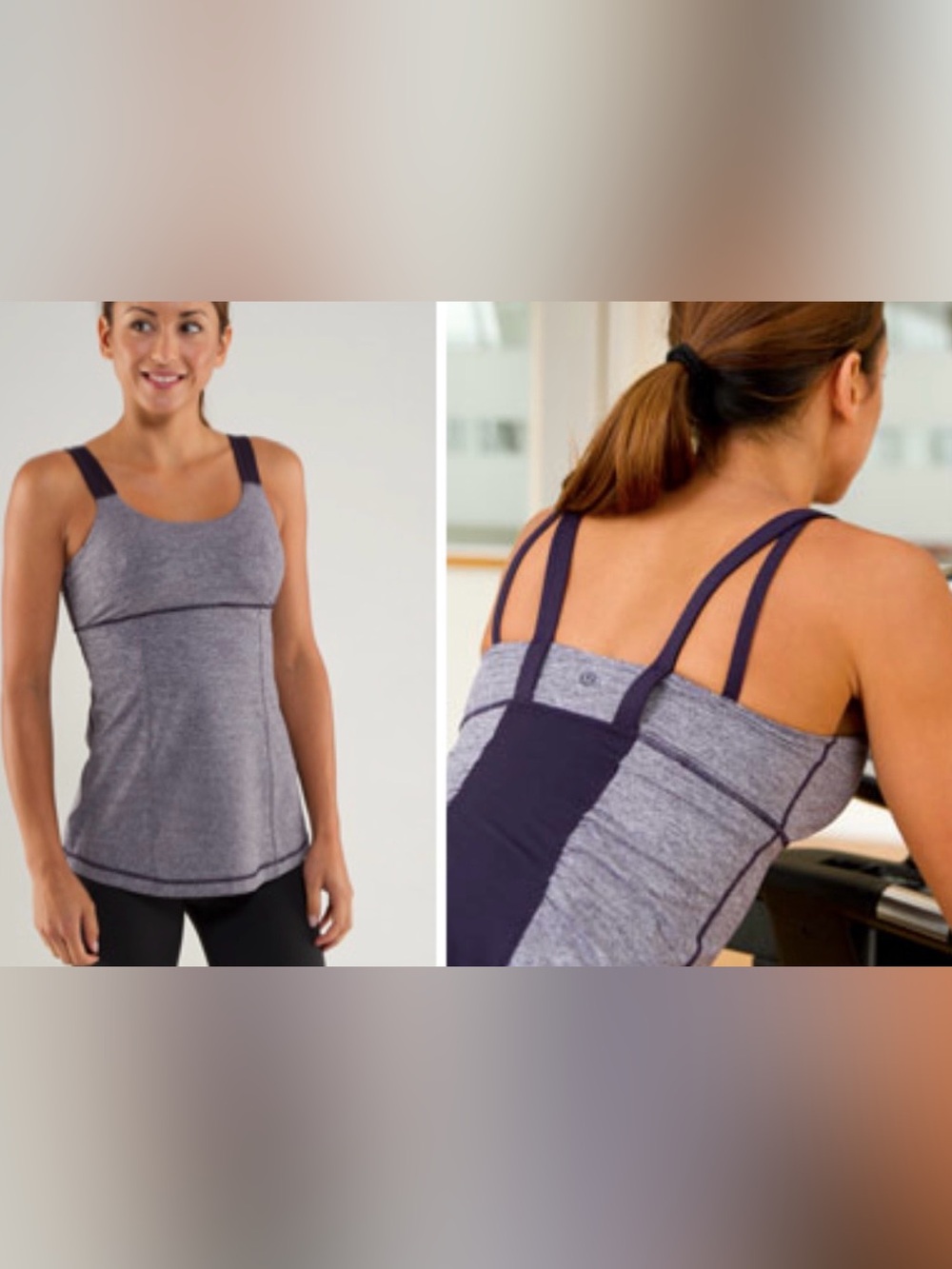 Lululemon Active Strength Gray and Dark Purple Tank Top Size 4
